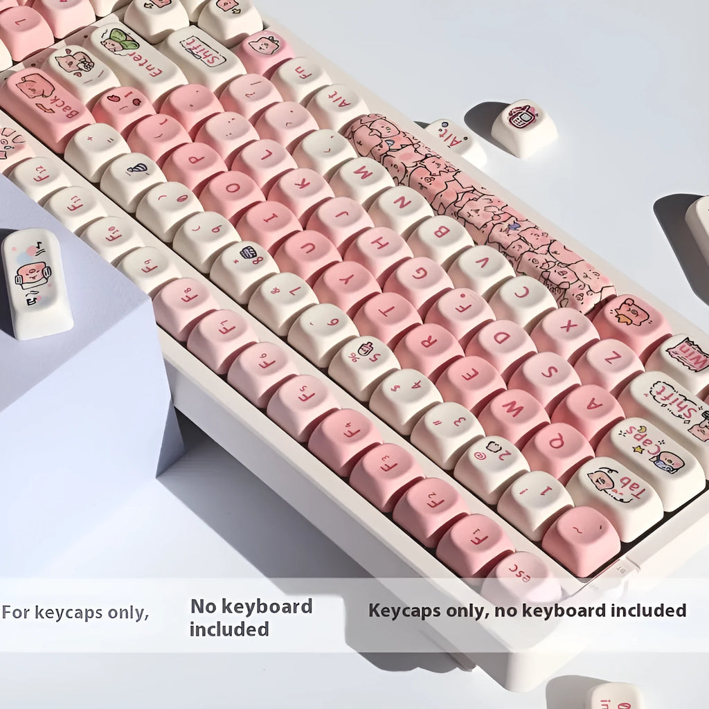 Pink fragrant pig design key cap for mechanical keyboards with five-sided dye-sublimation printing