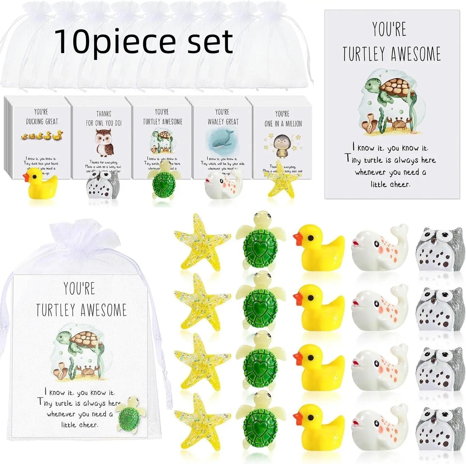Set of pun-inspired inspirational memo cards made from durable resin material.