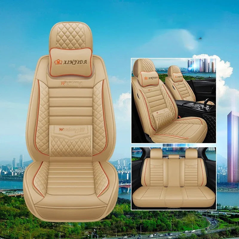 Leather car seat cushion with high elastic sponge filler in universal 65x55cm size