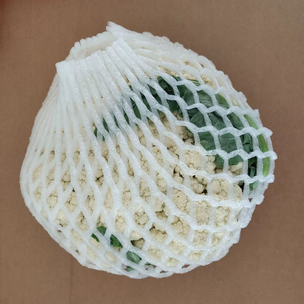 White foam fruit net cover protective case showing shockproof material and multiple size options