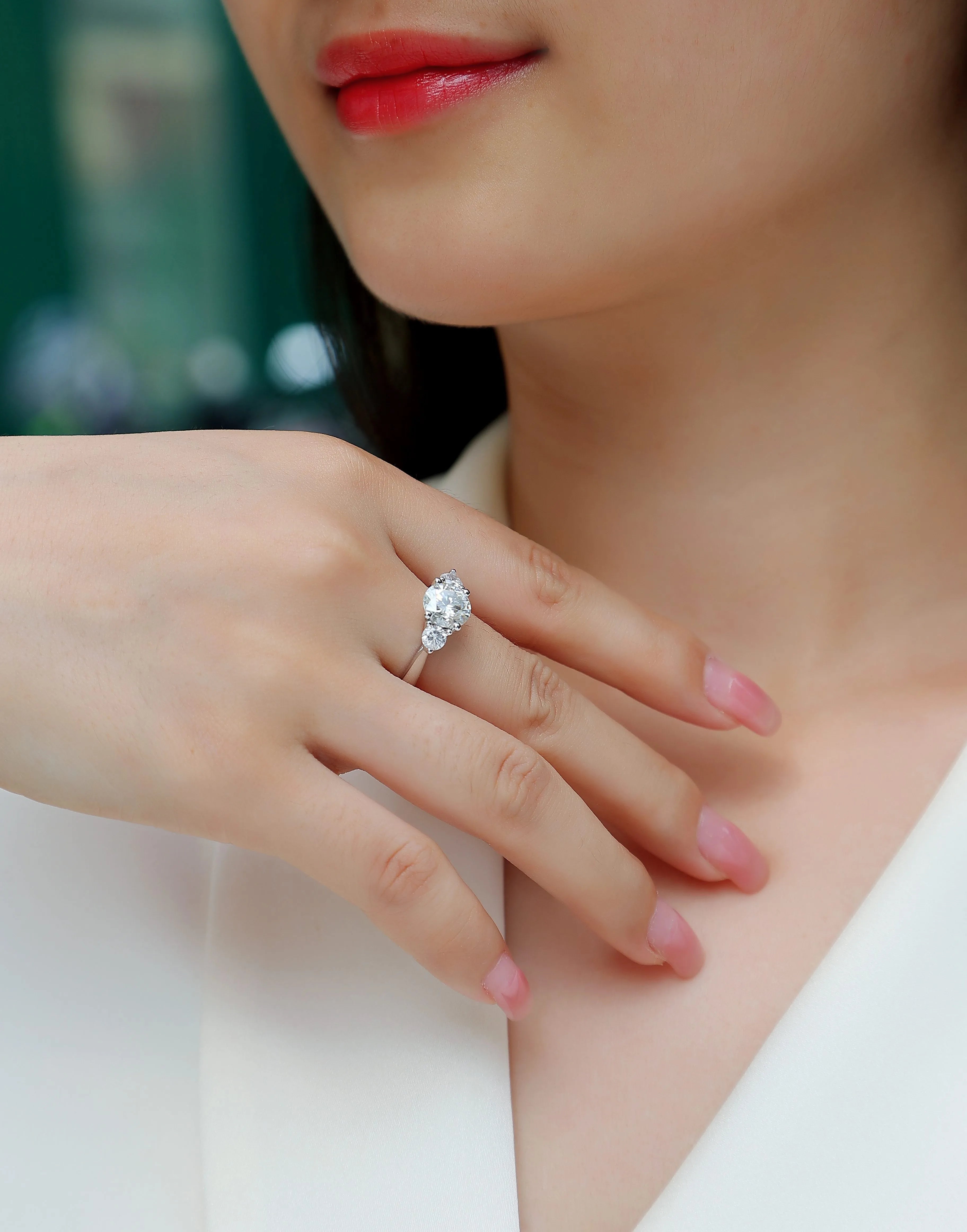 Three Reincarnations wedding ring set with 2-carat moissanite centre stone S925 silver gold-plated in gift box