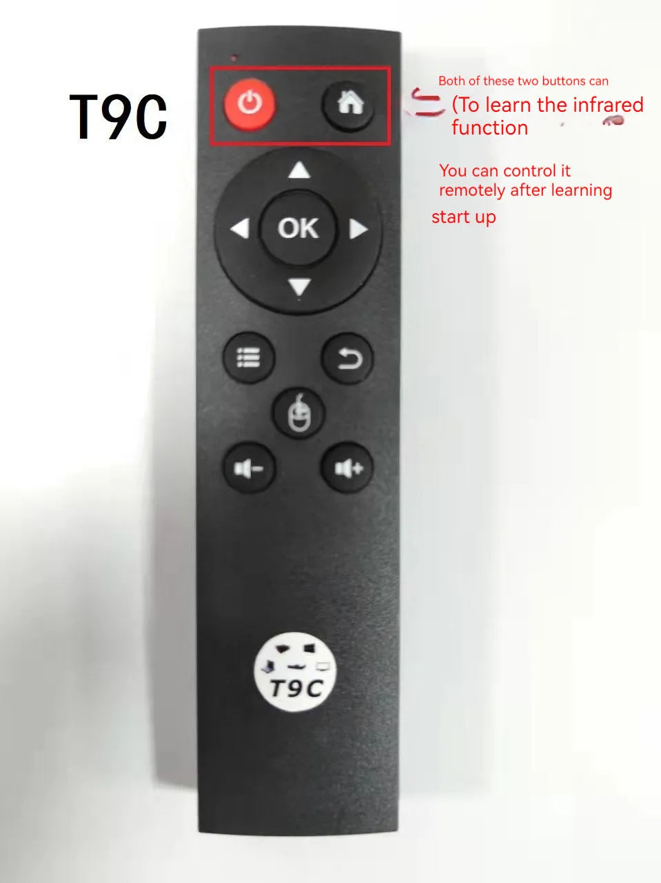 Wireless Android set-top box remote control in ABS material with button operation and USB interface