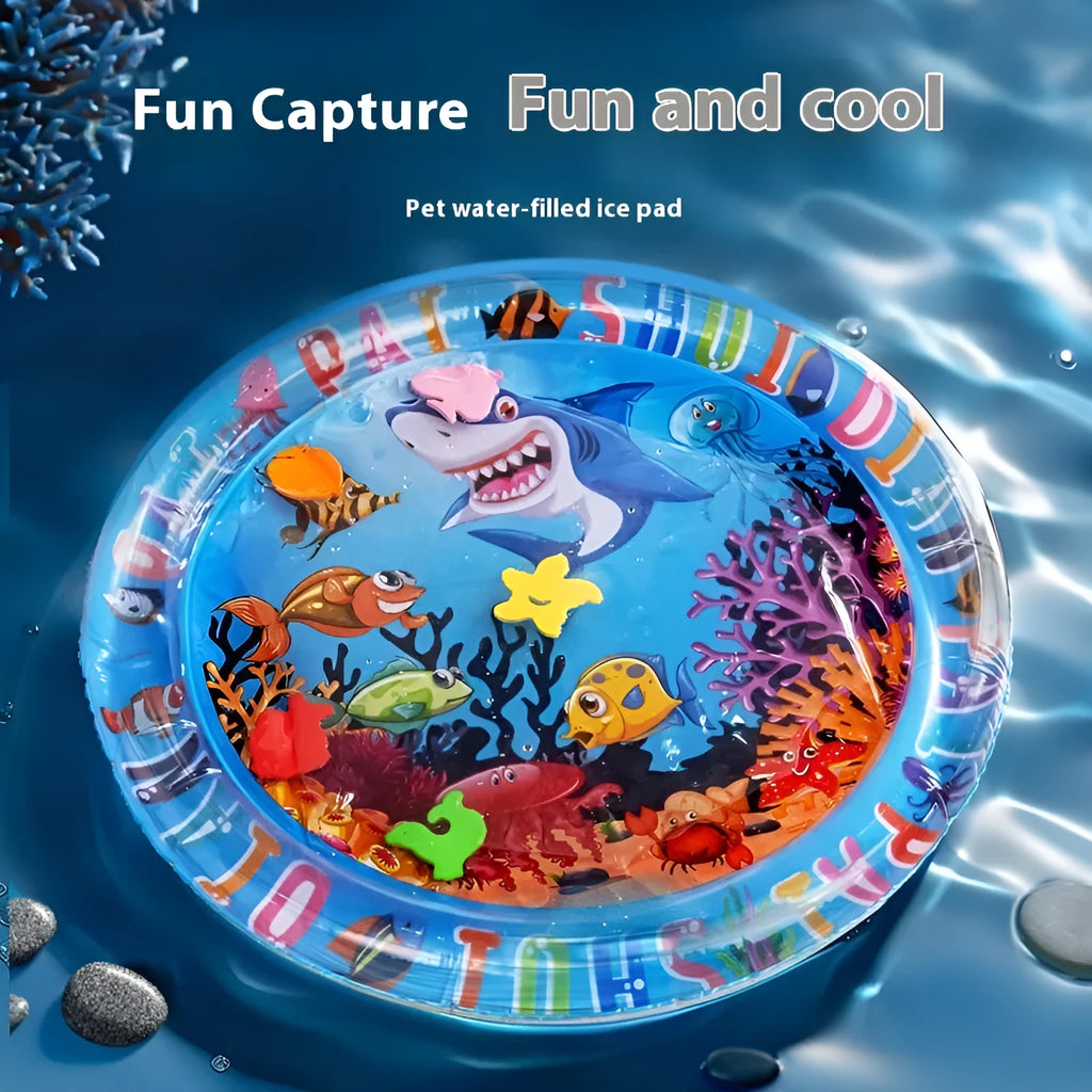 PVC inflatable water cooling cushion for cats in dolphin or shark design