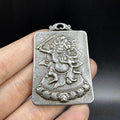 Chinese style iron metal pendant with geometric design in Aryaacalanatha Yamantaka coloration