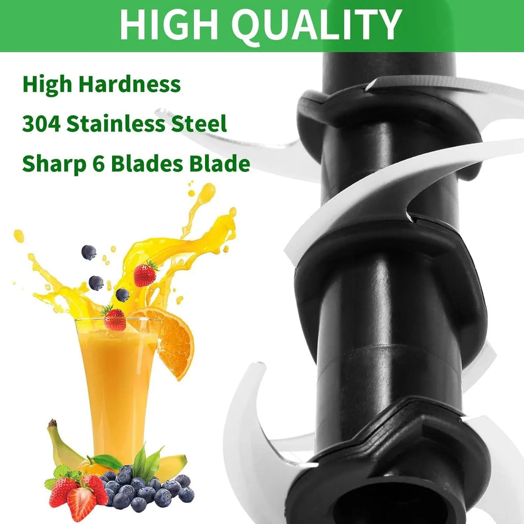 Stainless steel six-stack blade set and knife seat accessory for juicers measuring 10x10x21cm