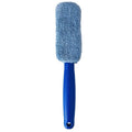Microfiber long handle car wash tyre brush in blue colour with 29cm extended reach