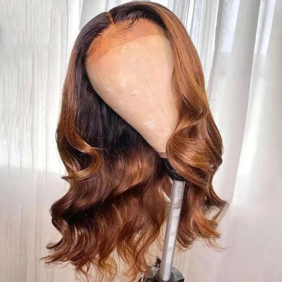 Ruili style gradient human hair lace front wig on a display stand.