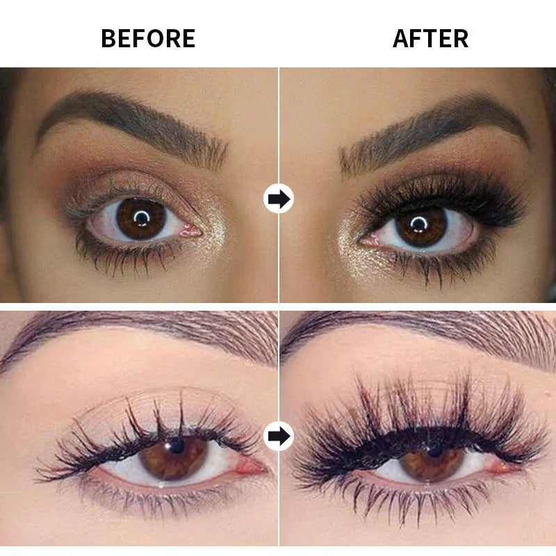 Black waterproof curling mascara with smudge-resistant formula in colour box packaging