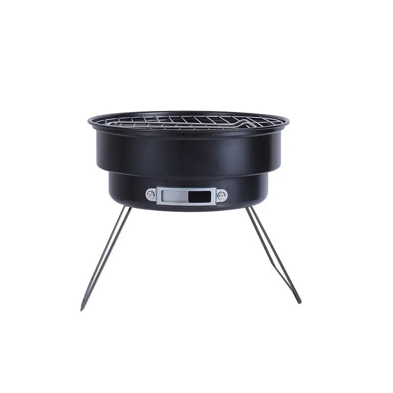 Small folding round ice stove with grill mesh, furnace leg and packaging bag for 1-2 people
