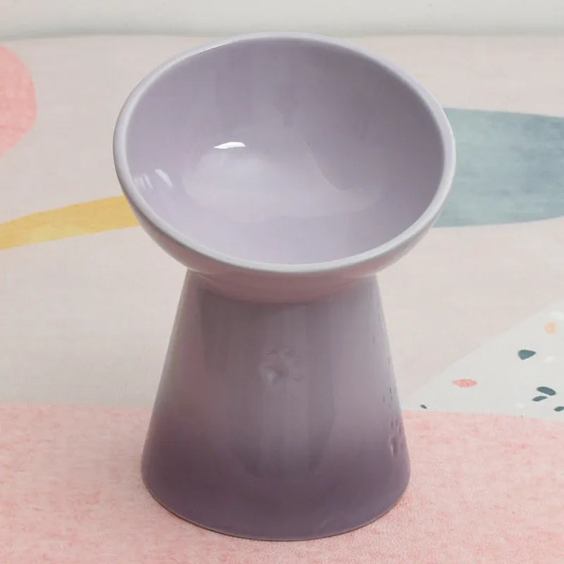 Ceramic pet bowl with raised base and various rim shape options