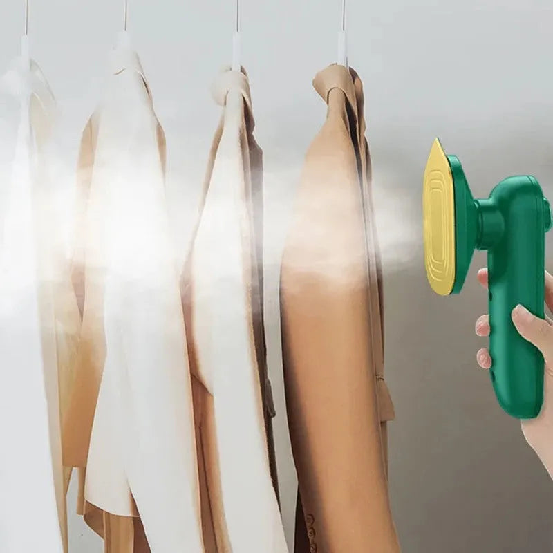 Dark green portable hanging ironing machine with ceramic panel and worldwide voltage adjustment