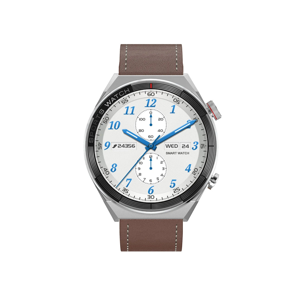 Large screen Bluetooth smart watch with calling function shown in black or silver with multiple strap options
