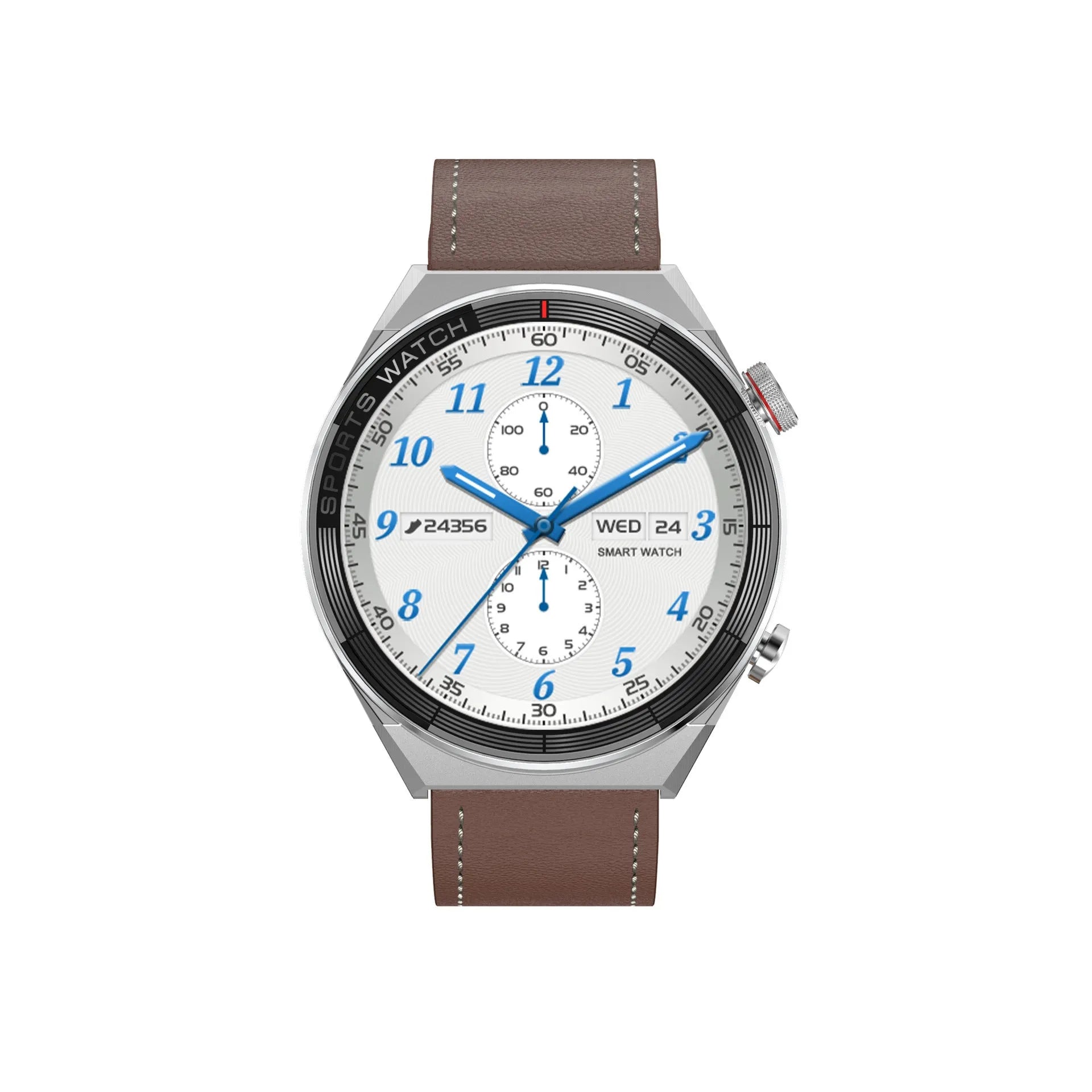 Large screen Bluetooth smart watch with calling function shown in black or silver with multiple strap options