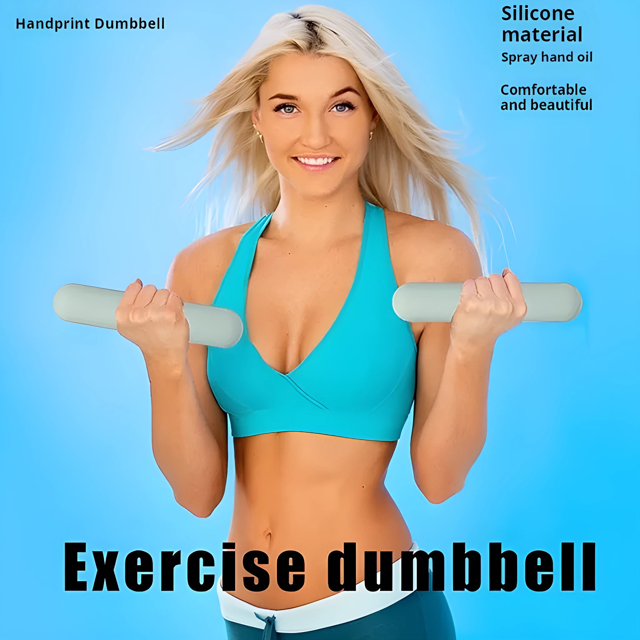 A silicone-edged hand-drawn dumbbell stick in various colours and weights for fitness training.