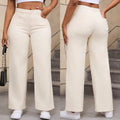 Women's high waist straight leg wide jeans in apricot and khaki colours