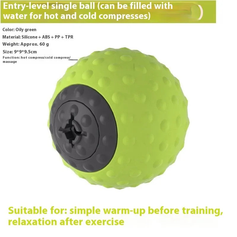 Caramel mocha and oil fruit green coloured massage balls for cold and hot compress therapy and foot massage.