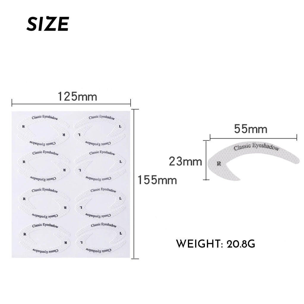Reusable eyeliner makeup sticker templates showing four different eyeliner guide designs