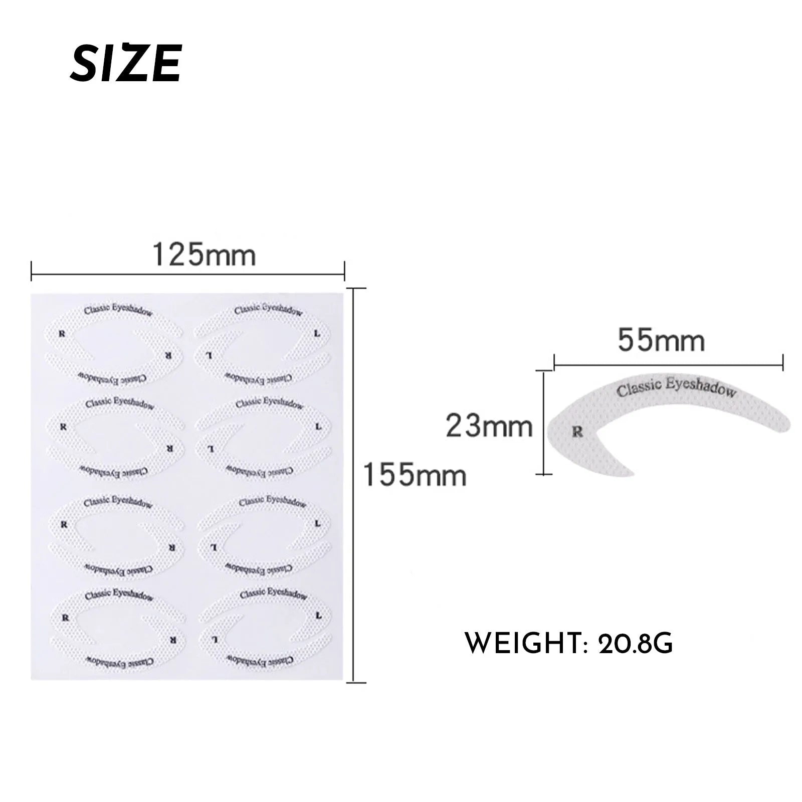 Reusable eyeliner makeup sticker templates showing four different eyeliner guide designs