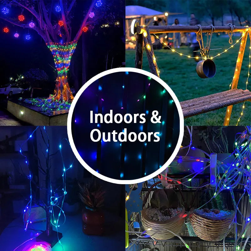 10-metre LED light string with 100 multi-colour lights for festival and party decoration