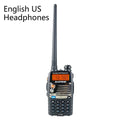 Baofeng UV-5RA handheld dual-band two-way radio showing dual display screen and antenna.