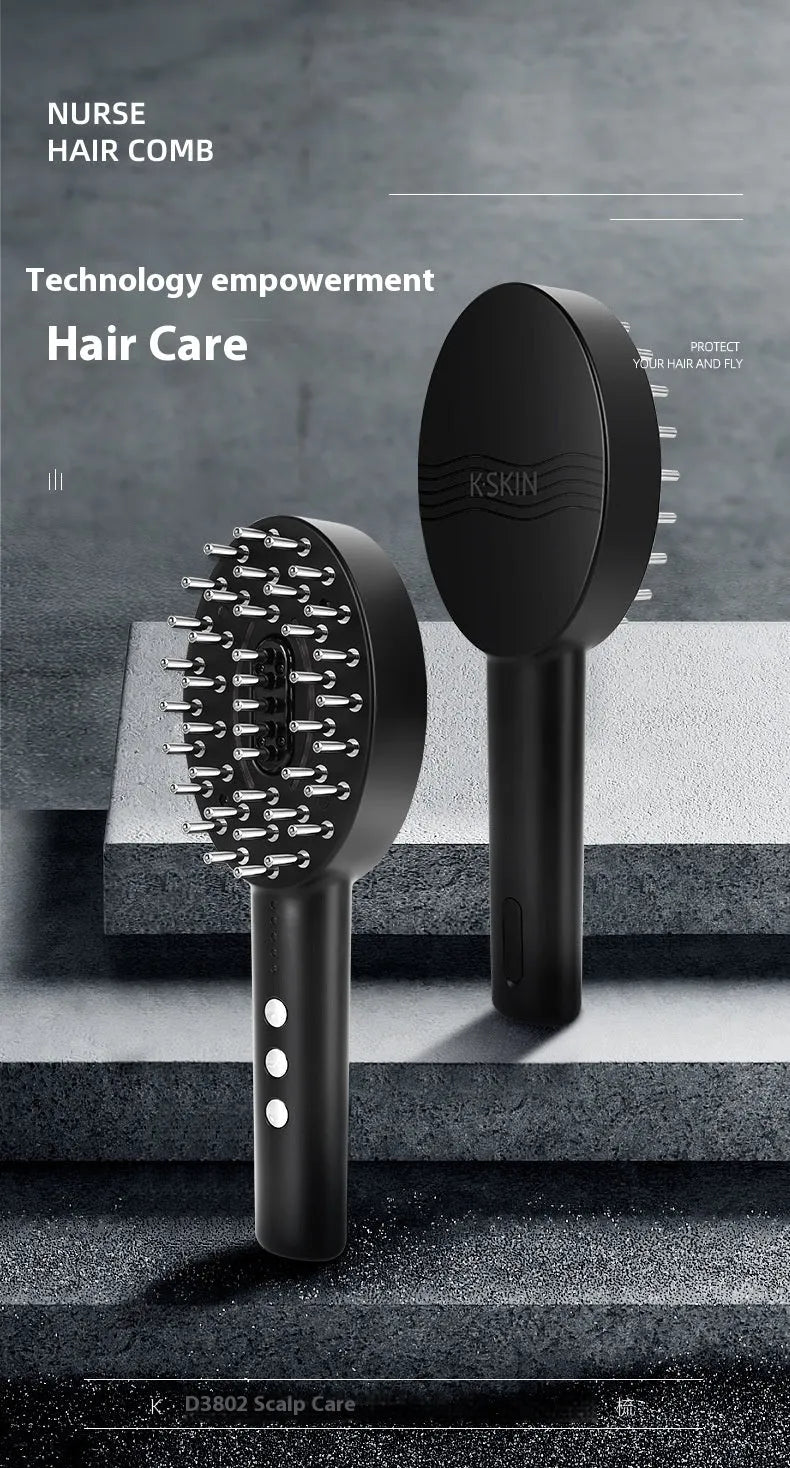Black scalp medicine supplying device with vibration massage functions for therapeutic scalp soothing