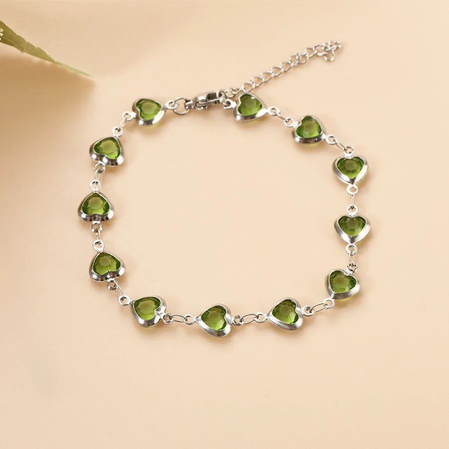 Stainless steel devil's eye geometric heart bracelet with colourful electroplated finish