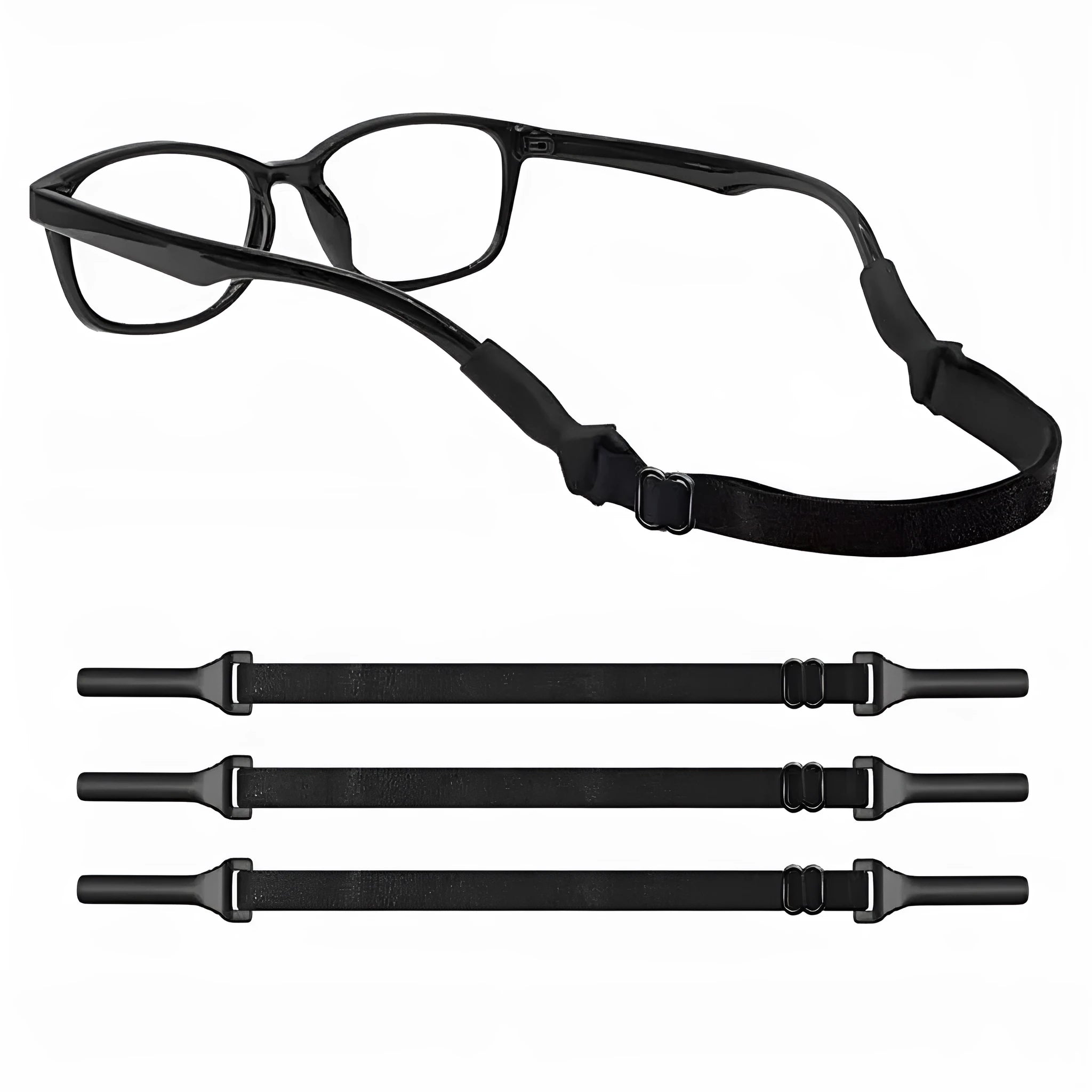 Black adjustable glasses cord with silicone anti-skid rope for adult and children eyewear retention