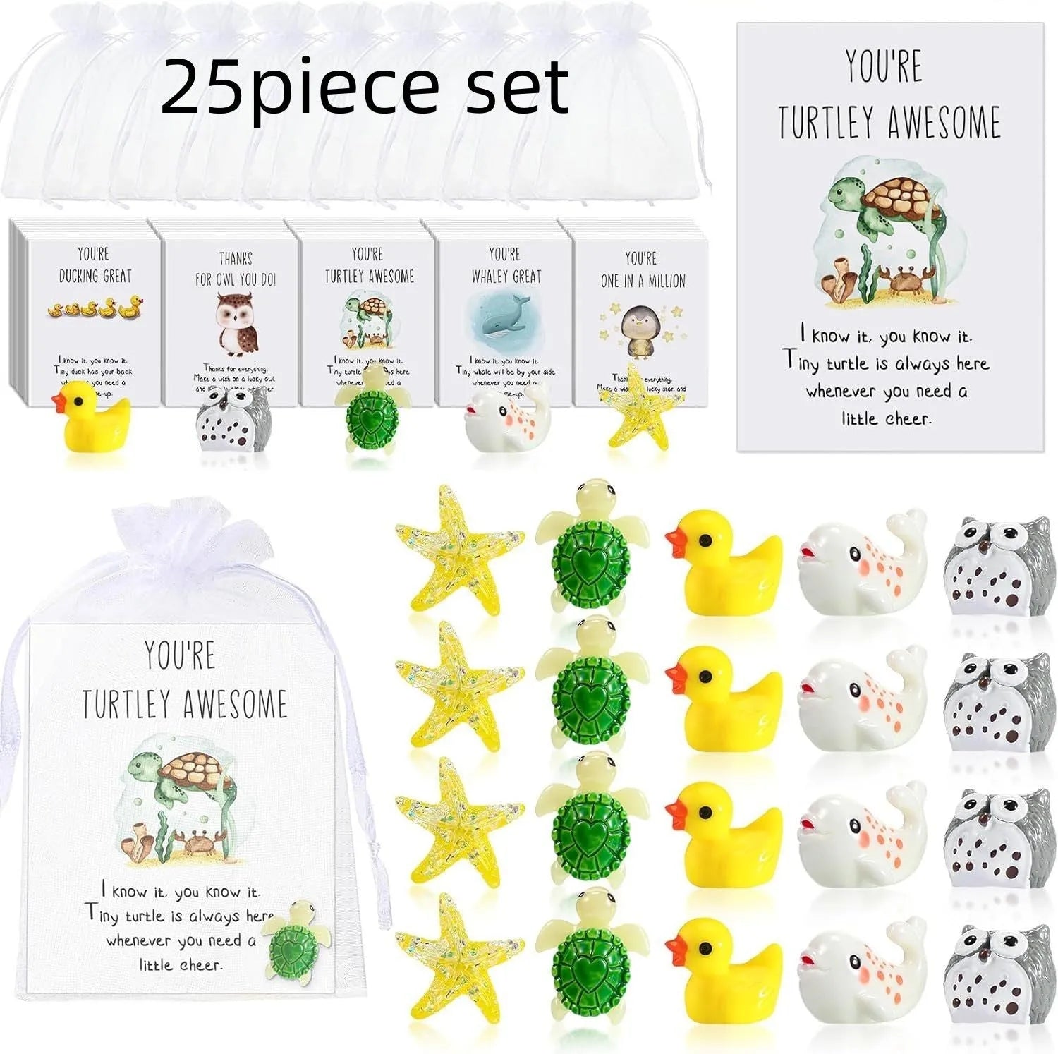 Set of pun-inspired inspirational memo cards made from durable resin material.