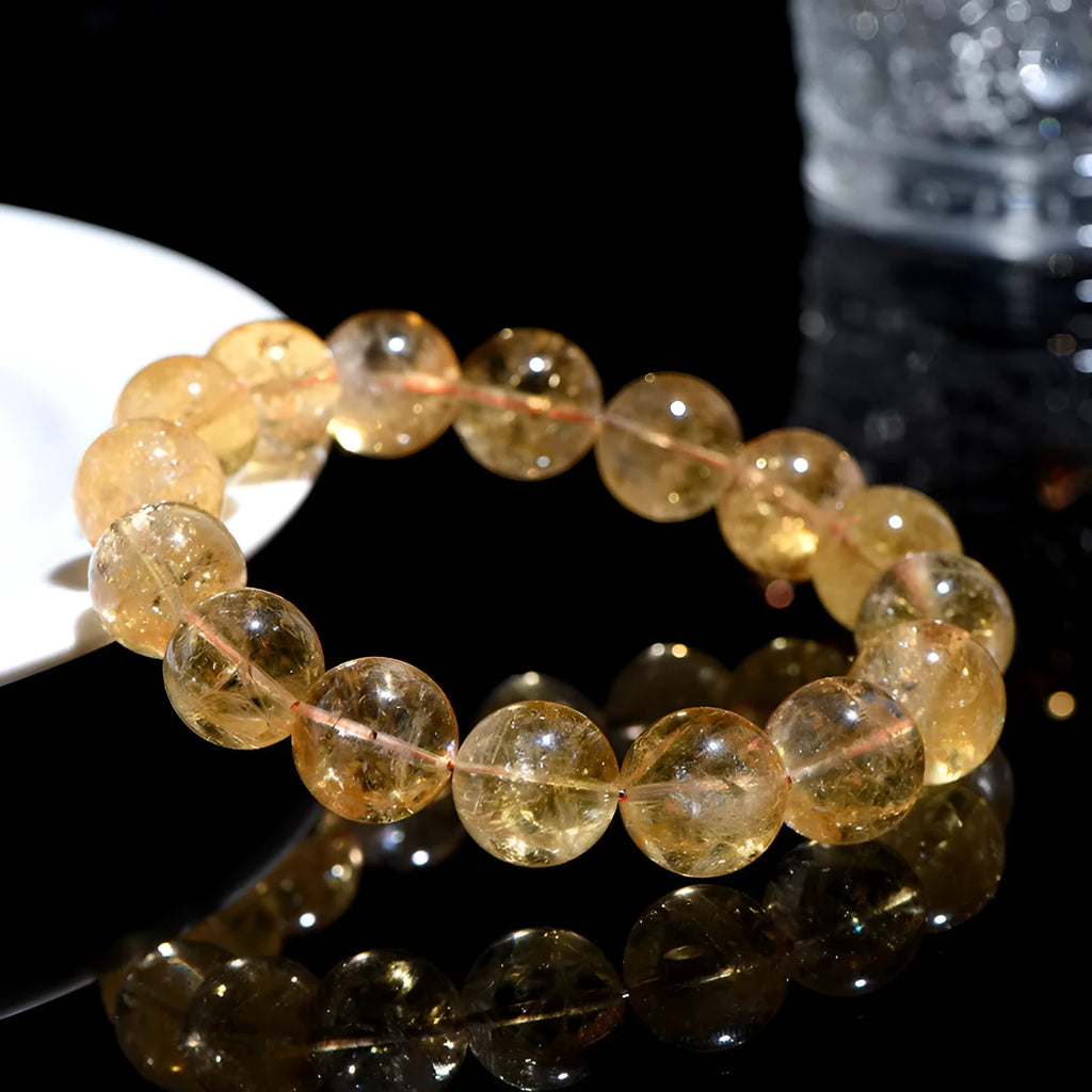 Natural yellow Asestelle citrine bracelet with geometrically shaped beads in multiple size options