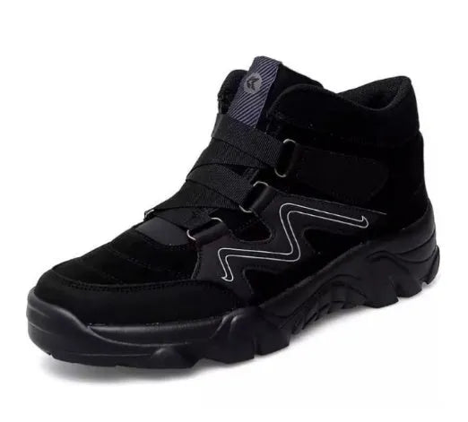 Men's classic casual trainer shoe available in black, blue, brown, and grey colour options.