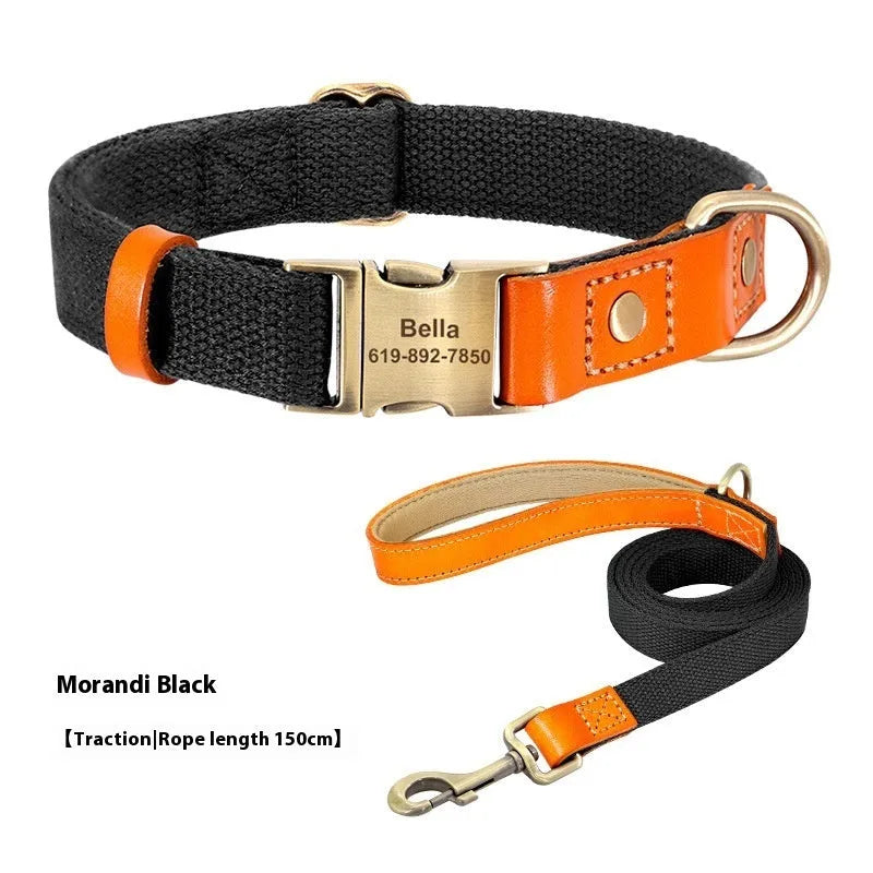 Small dog mohair collar and leash set in Mo Landi green, showing the neck ring and attached traction rope.