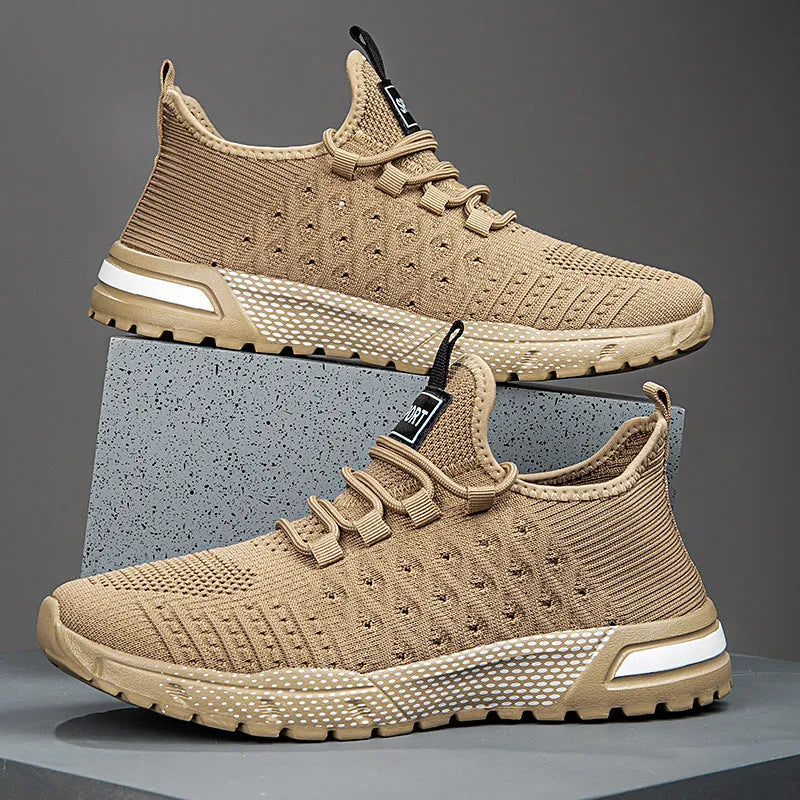 Men's mesh casual shoes in Army Green colour showing solid pattern design and casual styling