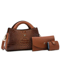 Women's black crocodile pattern PU leather crossbody bag with a single strap and front sandwich pocket.