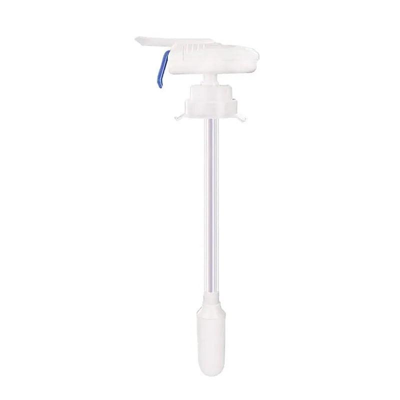 Manual beverage pumping device with blue handle and 32.5cm plastic straw for liquid transfer