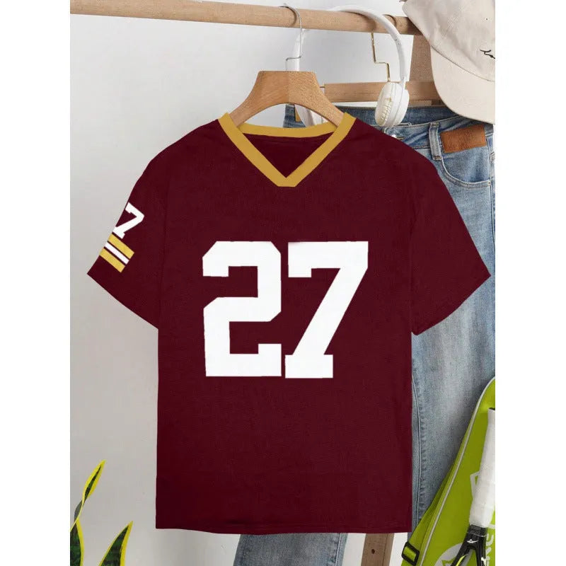 Men's loose fit cotton t-shirt with digital printed letter design in contrasting colours, short sleeve pullover style