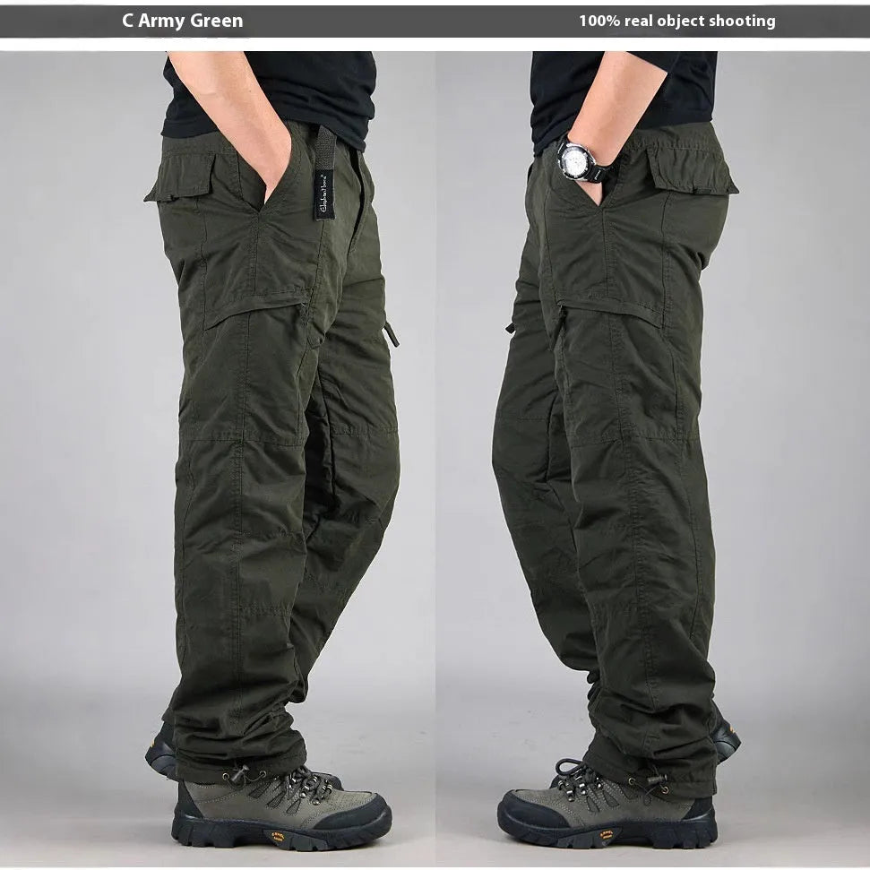 Men's thick velvet overalls with wool lining in stone-washed cotton fabric