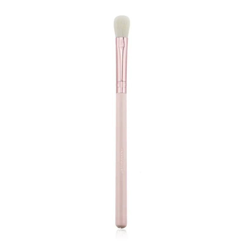 26 piece pink makeup brush set with wooden handles in a PU storage bag