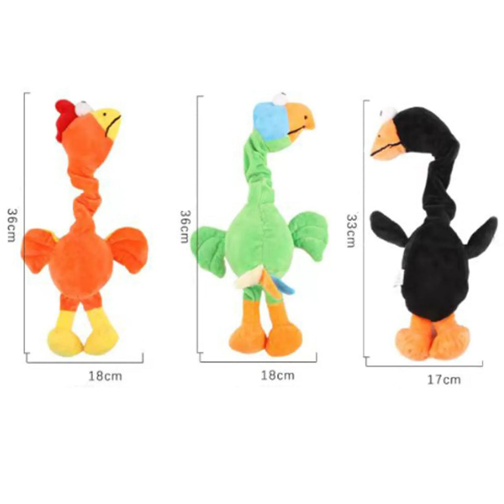 Screaming chicken sound dog toy in natural rubber with bite-resistant construction for interactive chewing play