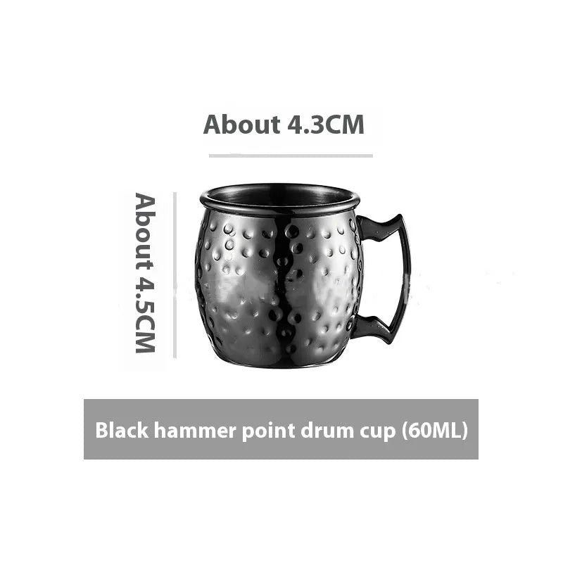 Stainless steel Moscow Mule copper plated cup with glass lining and hammer point texture