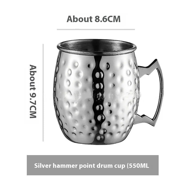 Stainless steel Moscow Mule copper plated cup with glass lining and hammer point texture