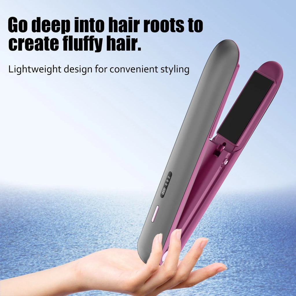 Moon shadow grey wireless small hair straightener with ceramic plates and temperature control
