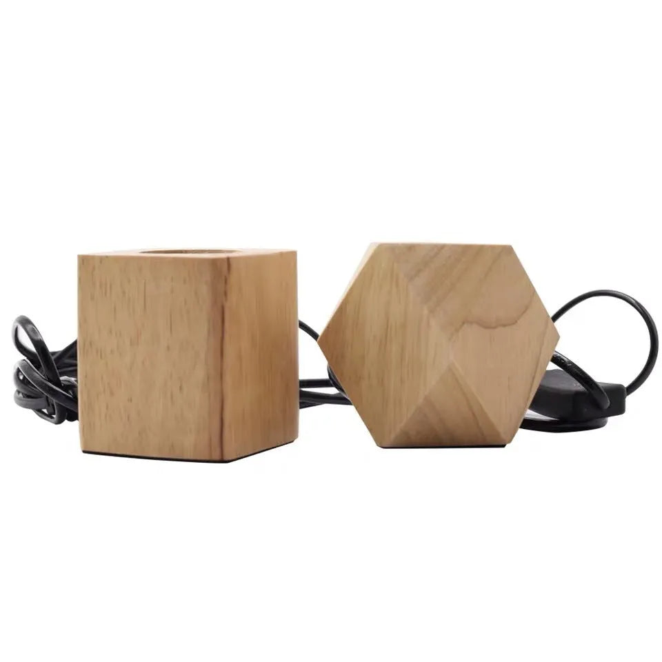Wooden retro lamp holder in square and diamond designs with switch options measuring 75x80mm