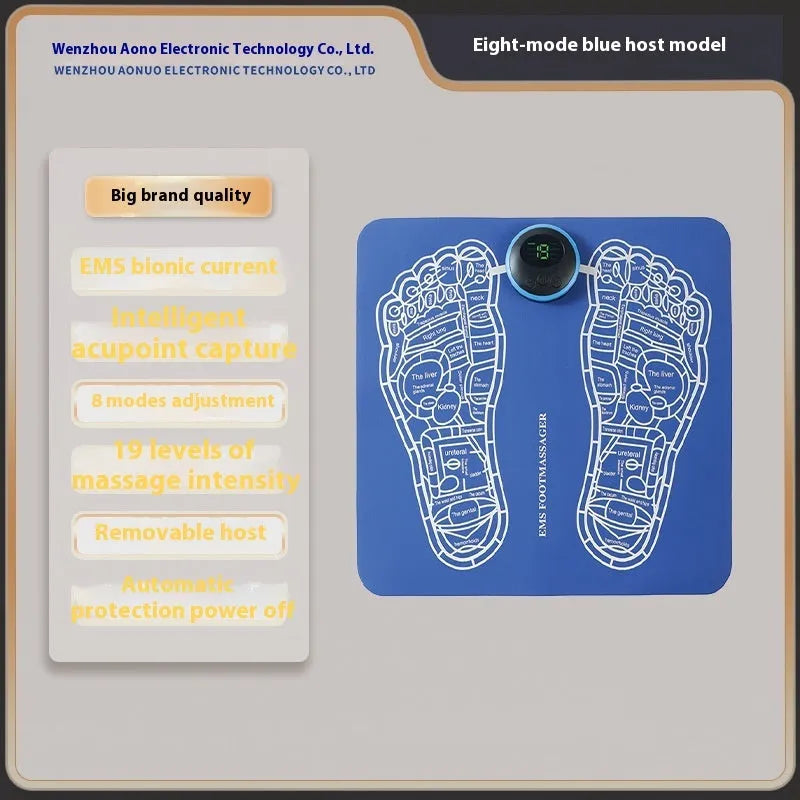 Rechargeable reflexology foot massager mat with remote control and USB charging cable