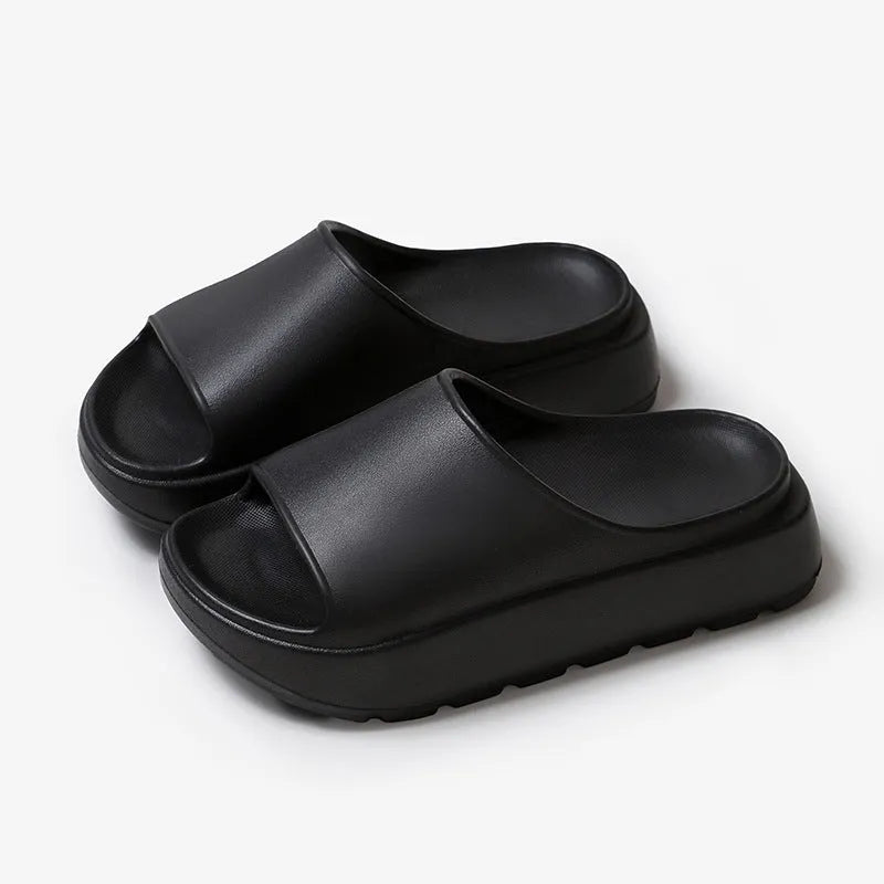 Women's thick soled beach slippers in fish mouth design with 5.5cm EVA sole