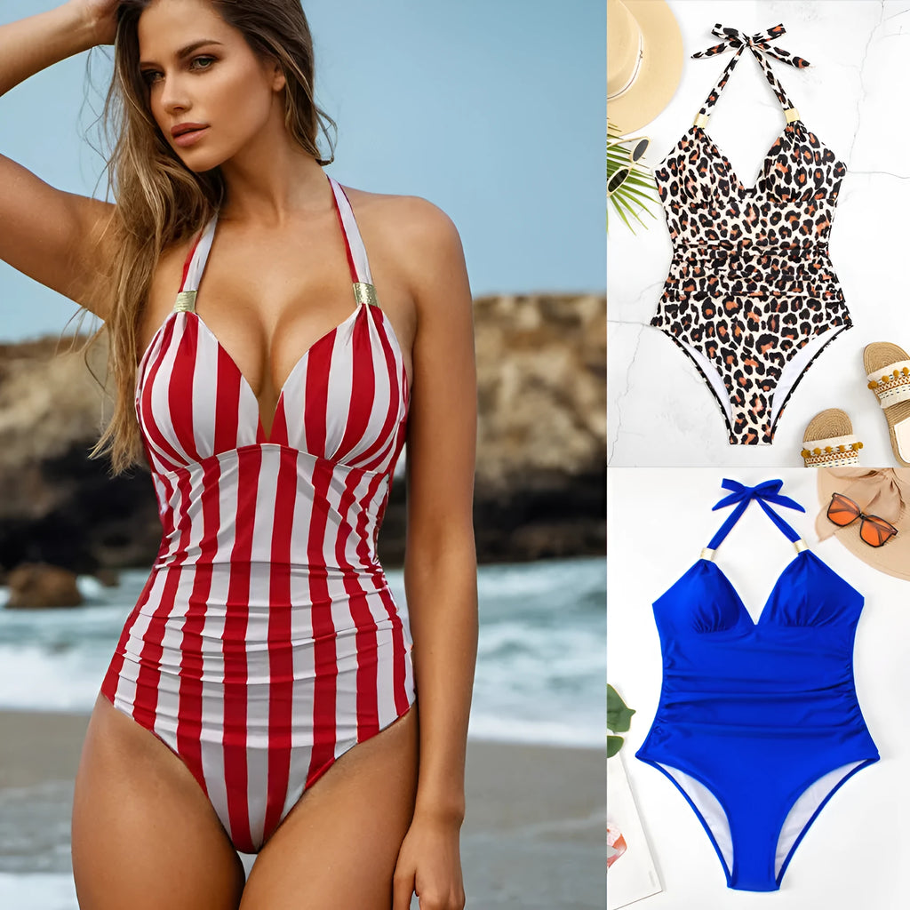 Women's quick-dry swimwear in polyester with spandex lining available in multiple colours