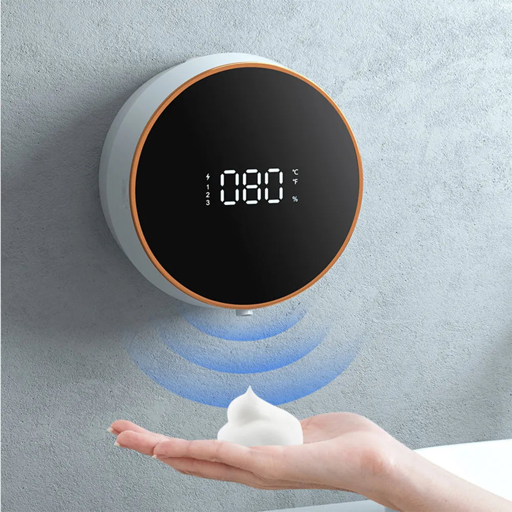 Black smart auto sensing wall mounted foam dispenser with USB charging port