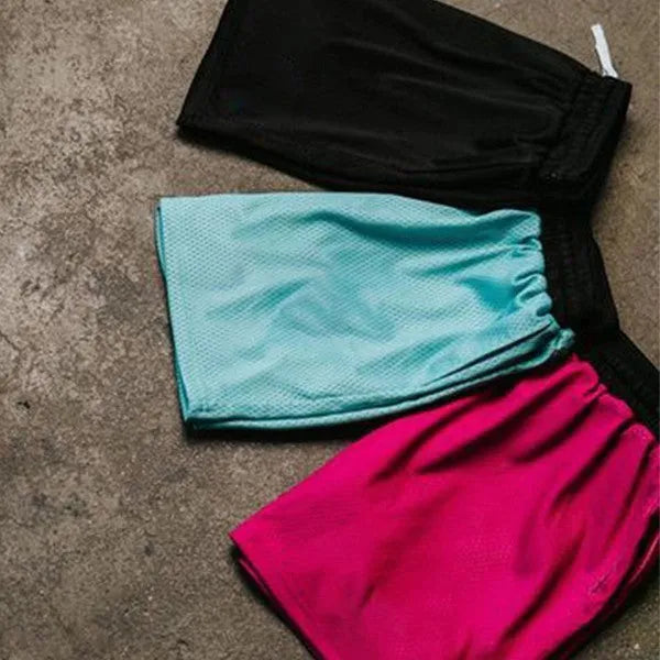 Men's solid-colour mesh quick-drying shorts in chemical fibre fabric for athletic use
