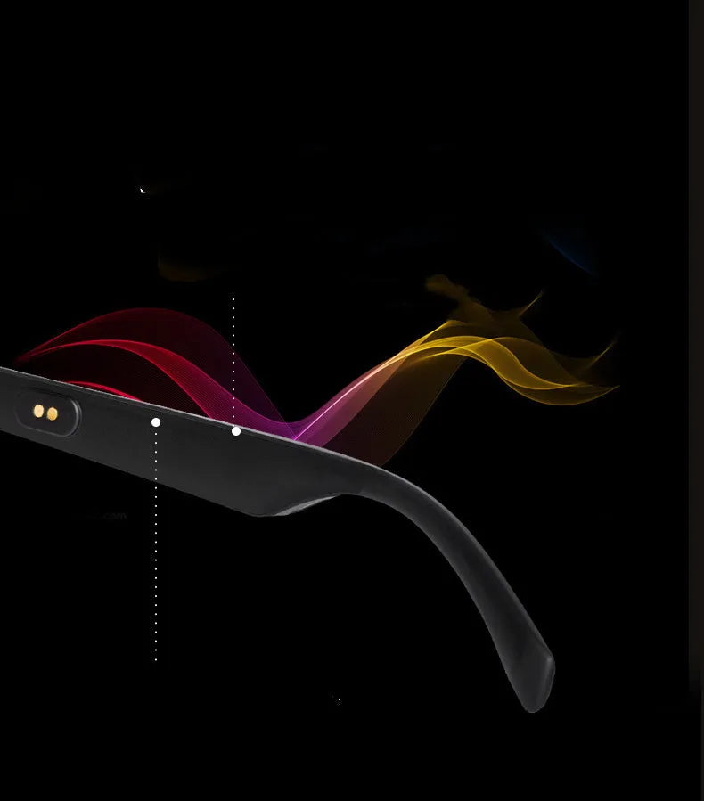 Smart glasses with open-ear speakers and a choice of anti-blue light or polarised lenses.