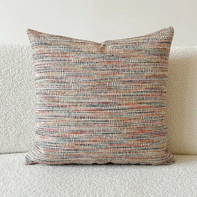 American-style Jacquard sofa backrest cushion with yarn-dyed paisley pattern in amber colour variations