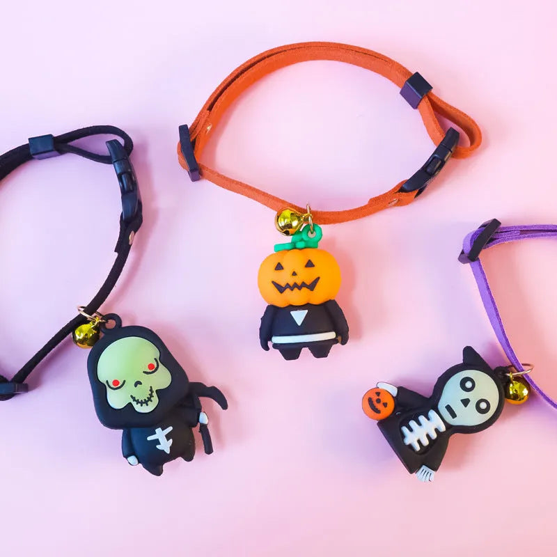 Halloween pet collar decoration with luminous cartoon patterns in four size options